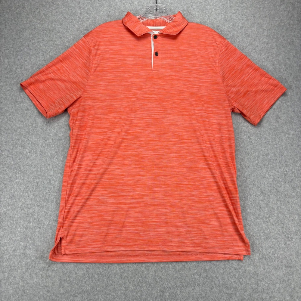 Oakley Polo Shirt Mens L Orange Space Dye Hydrolix Golf Active Sporty Wicking